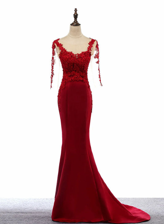 Beaira Wine Red Mermaid Long Formal Dress with Lace Wine Red Prom Dress prom dresses shops
