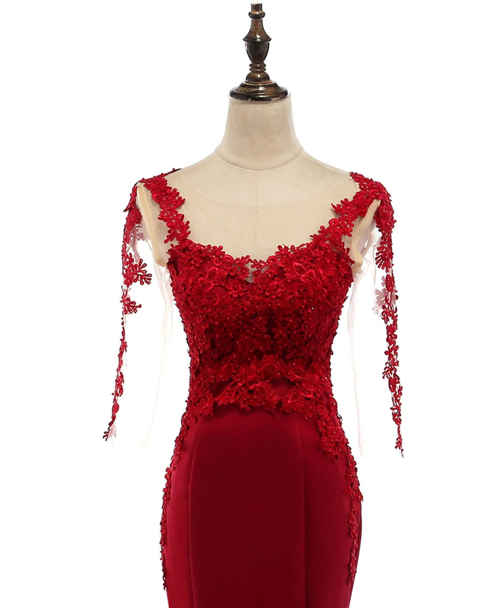Beaira Wine Red Mermaid Long Formal Dress with Lace Wine Red Prom Dress prom dresses shops