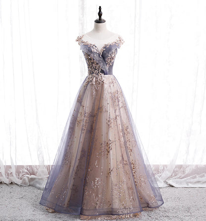 Beaira A-line Tulle with Lace Applique Party Dress Tulle Long Prom Dress prom dresses shops