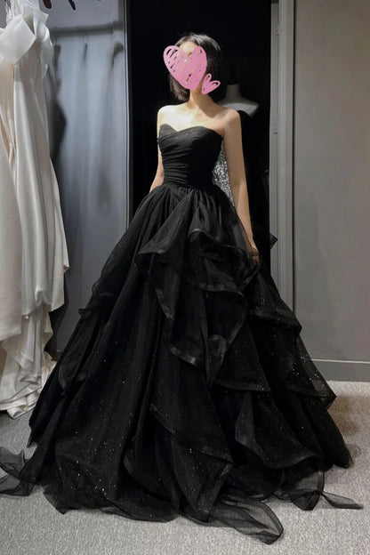 Beaira Black Sweetheart Tulle Ball Gown Formal Dress Black Long Prom Dress prom dresses shops