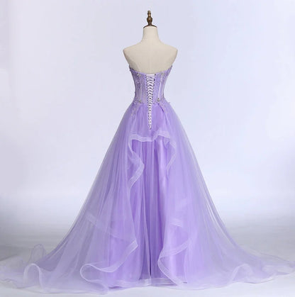 Beaira Light Purple Tulle Sweetheart Long Party Dress A-line Tulle Formal Dress prom dresses shops