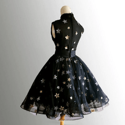 Beaira Black High Neckline Short Tulle Prom Dress Black Homecoming Dress Formal Dress prom dresses shops