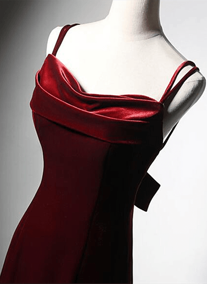 Beaira Wine Red Low Back Mermaid Formal Dress Velvet Straps Long Prom Dress prom dresses shops