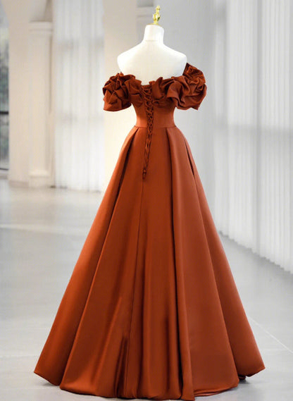 Beaira A-line Satin Off Shoulder Sweetheart Long Prom Dress Satin Floor Length Party Dress prom dresses shops
