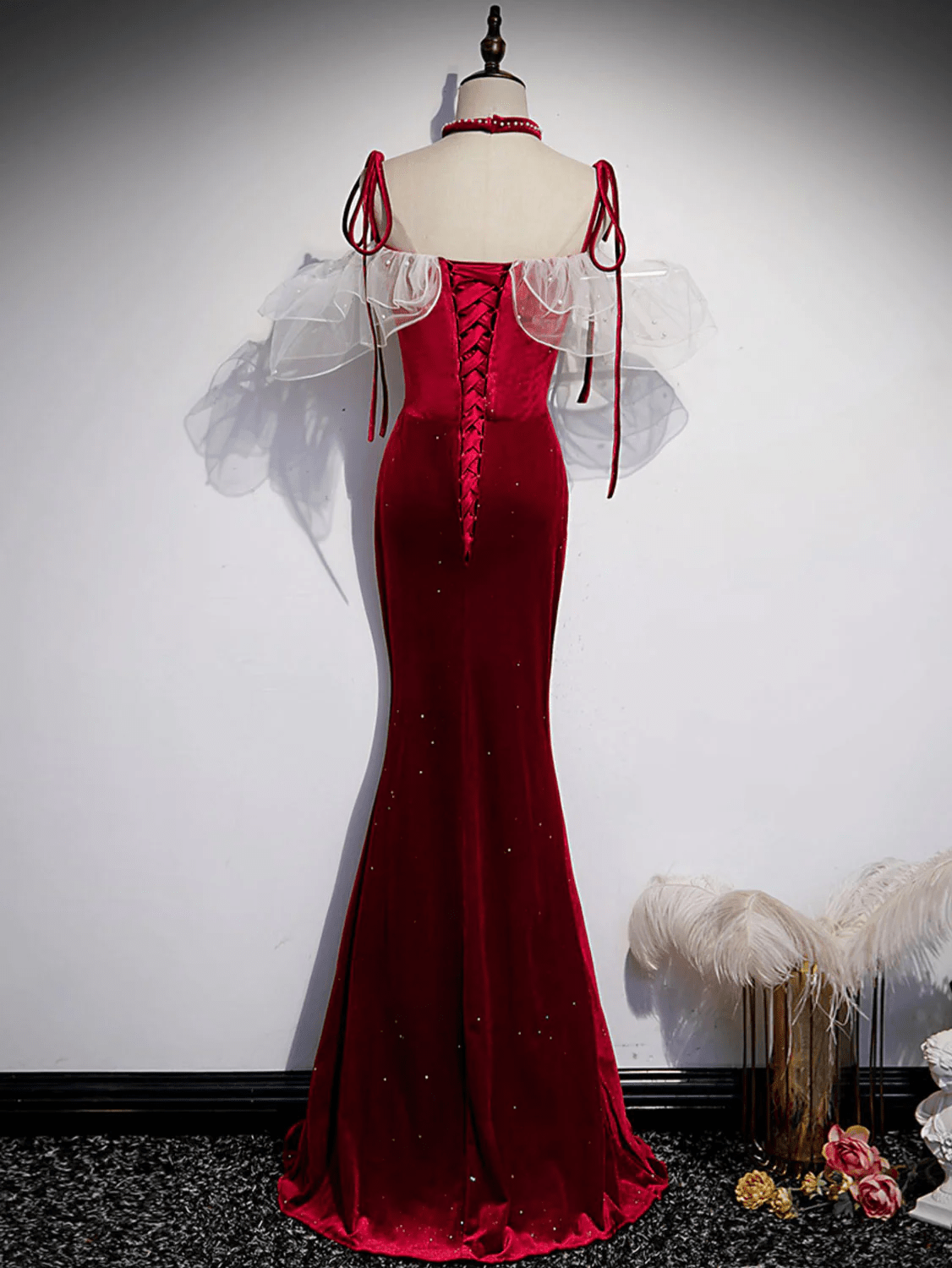 Beaira Dark Red Mermaid Long Off Shoulder Party Dress Long Wedding Party Dress prom dresses shops