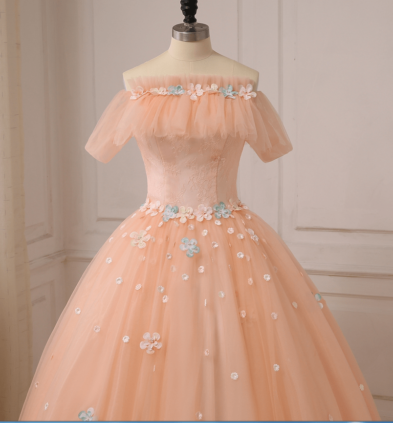 Beaira Lovely Pink Tulle Ball Gown Off Shoulder Party Dress Pink Sweet 16 Dress prom dresses with long sleeves
