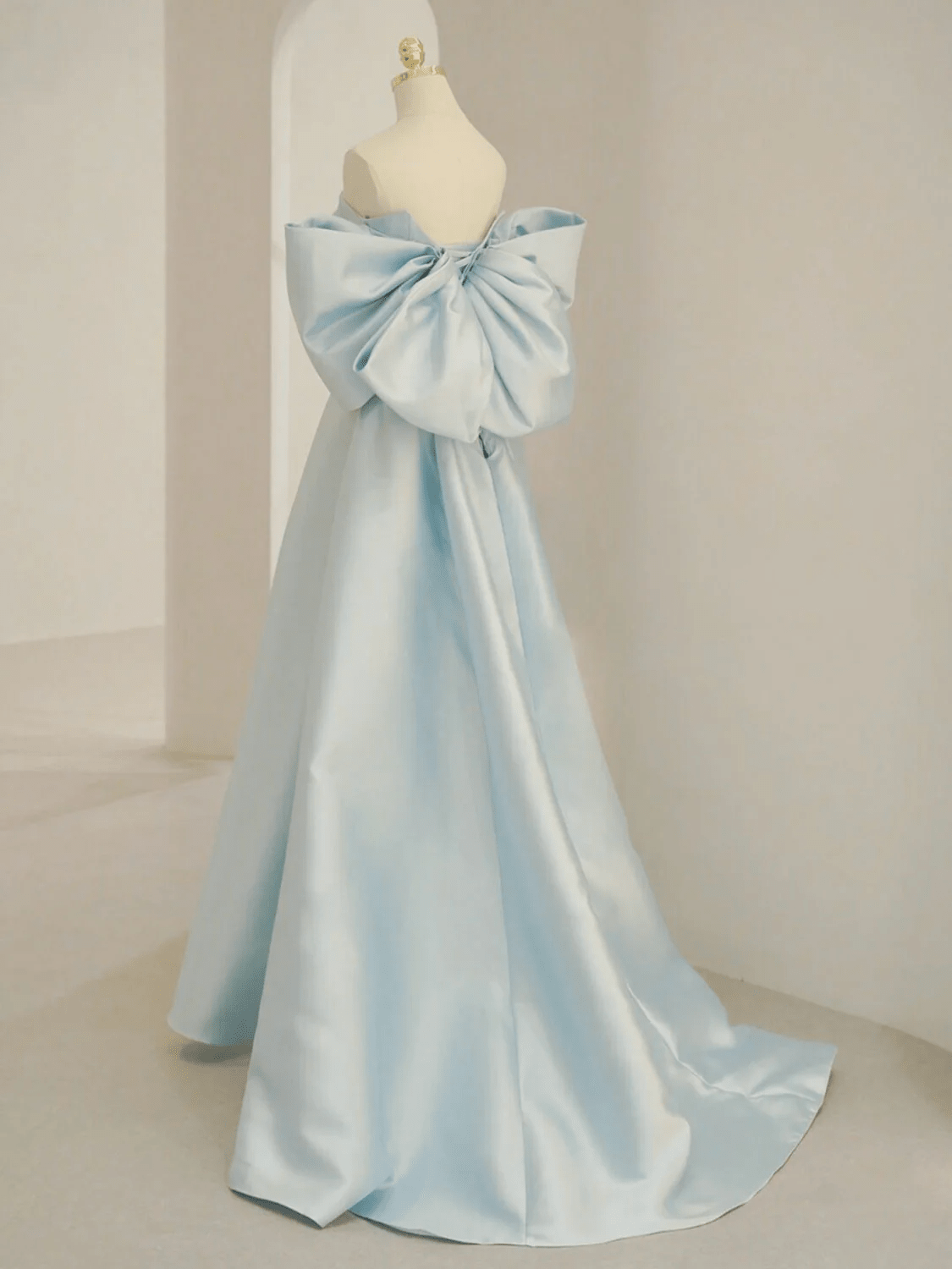 Beaira A-line Light Blue Satin Off Shoulder Long Party Dress Light Blue Prom Dress prom dresses with long sleeves
