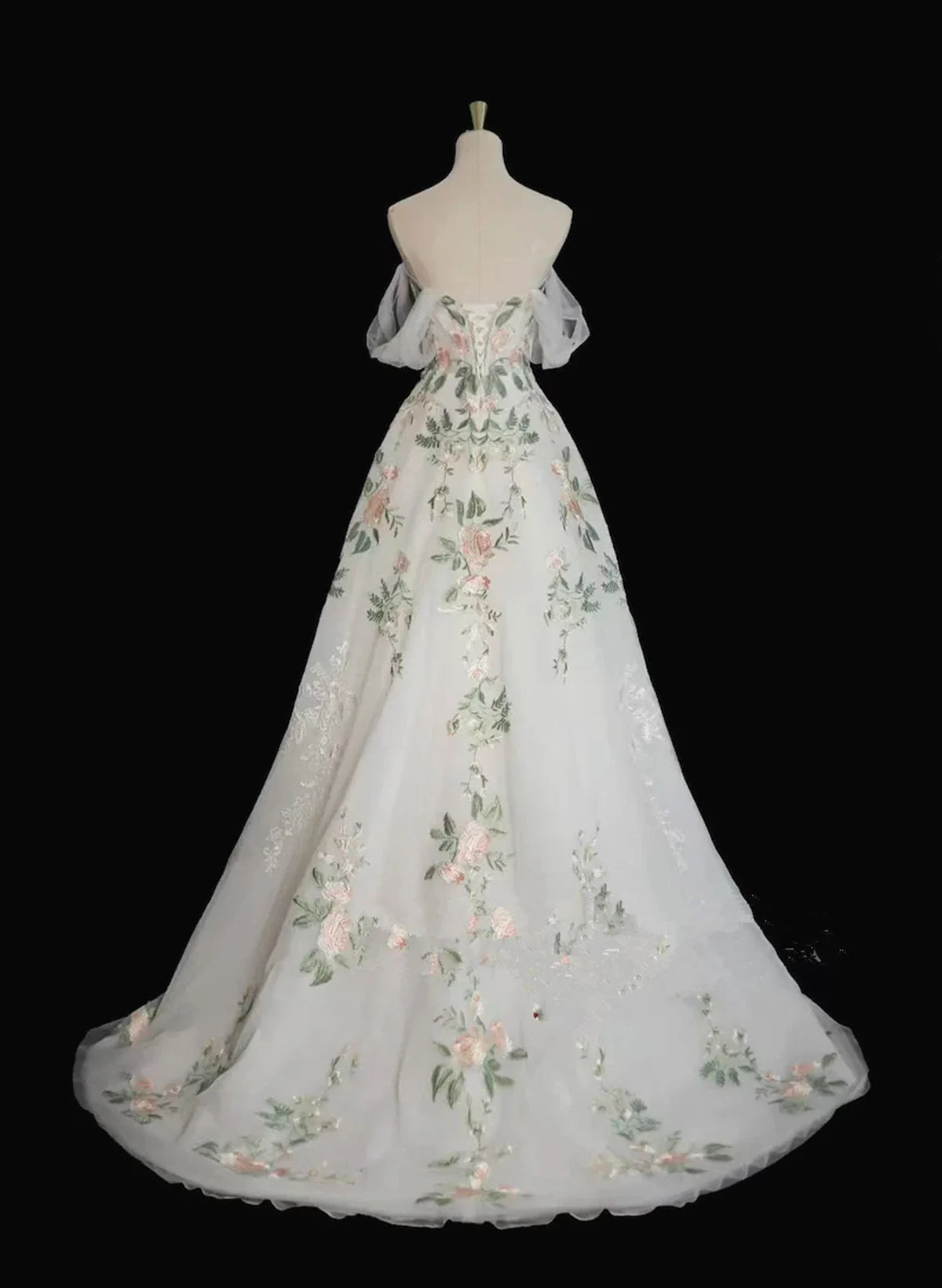 Beaira White Tulle Sweetheart Off Shoulder Prom Dress with Lace White Wedding Party Dress