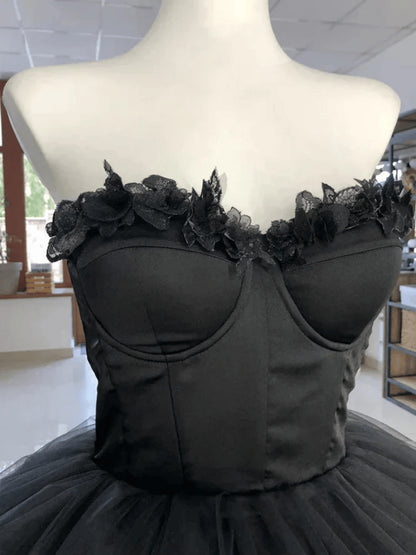 Beaira Black Tulle Sweetheart Short Homecoming Dress Black Prom Dress