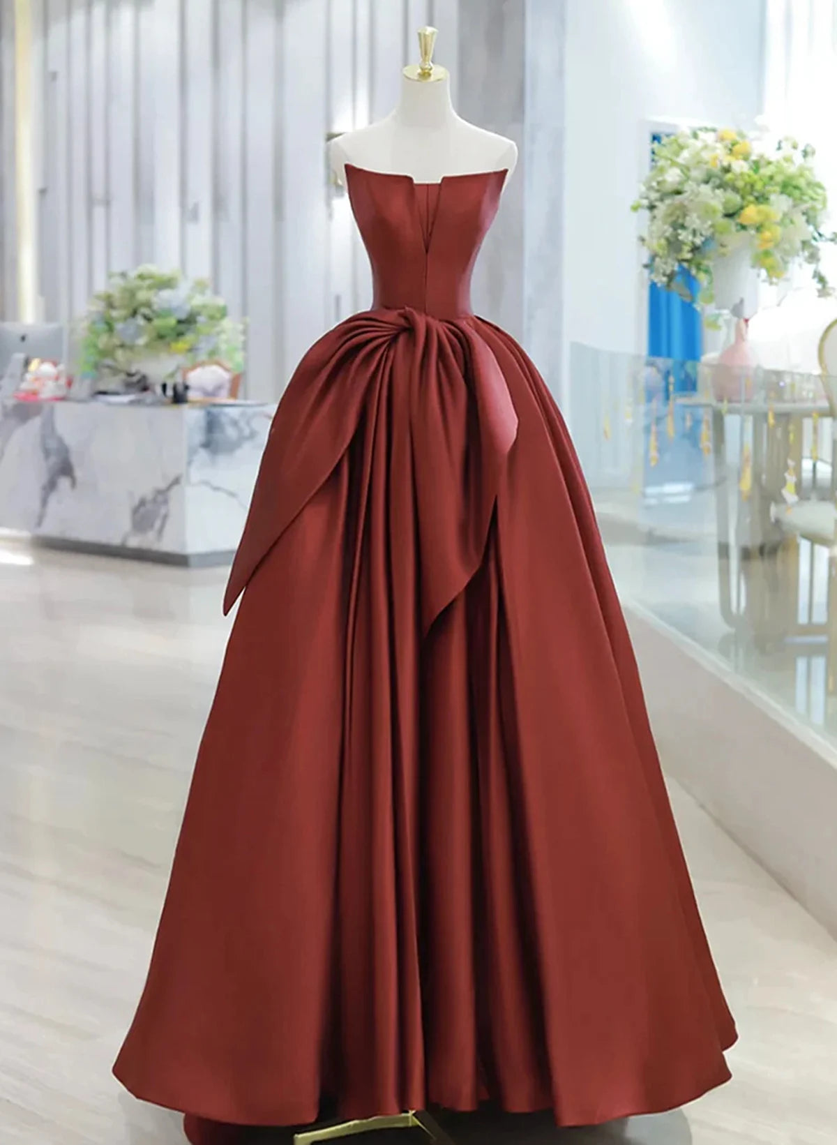 Beaira Beautiful Satin Long Party Dress Prom Dress A-line Satin Evening Dress