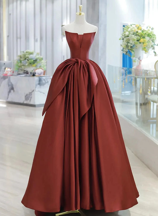 Beaira Beautiful Satin Long Party Dress Prom Dress A-line Satin Evening Dress