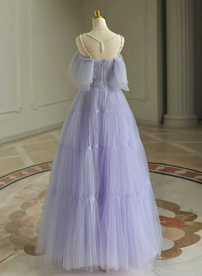 Beaira Lovely Lavender Tulle Off Shoulder Party Dress A-line Tulle Prom Dress