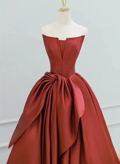 Beaira Beautiful Satin Long Party Dress Prom Dress A-line Satin Evening Dress