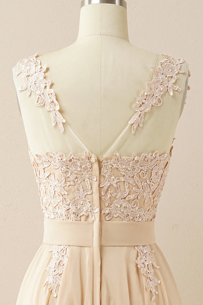 Chiffon Beaded Bateau Prom Dress