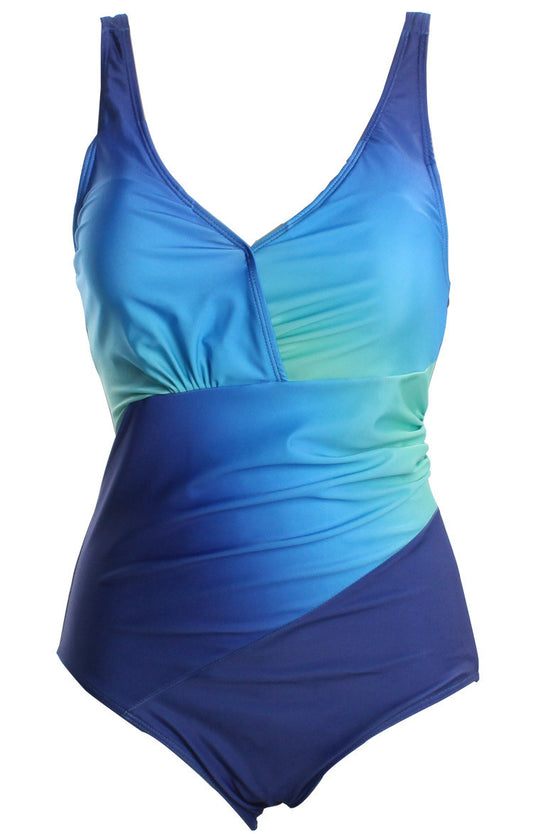 Women's Swimwear Tankini 2 Piece Swimsuit Backless High Waisted Ombre Tie Dye Crew Neck Tropical Beach Wear Bathing Suits