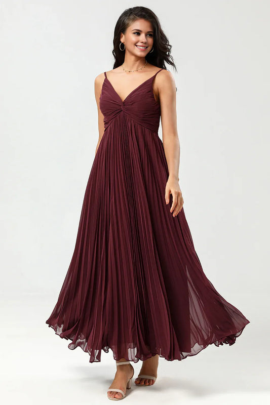 Beaira A Line Spaghetti Straps Floor-Length Chiffon Bridesmaid Dress with Ruffles Bridesmaid dress shop