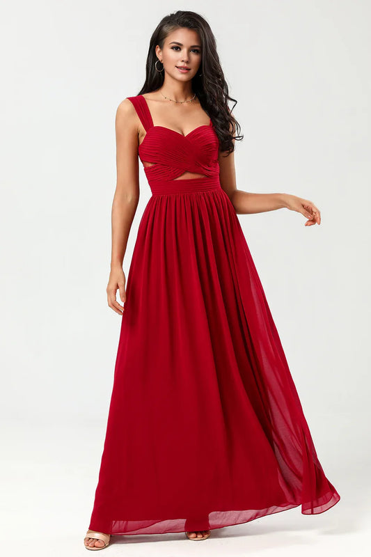 Beaira A Line Sweetheart Ruched Floor-Length Chiffon Bridesmaid Dress Bridesmaid dress shop