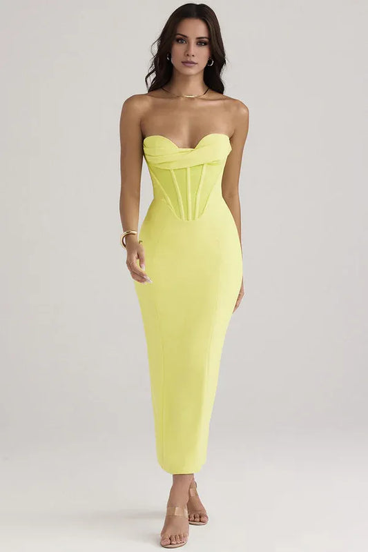 Beaira Elegant Serena Strapless Wrap Gown formal wear dresses - YELLOW