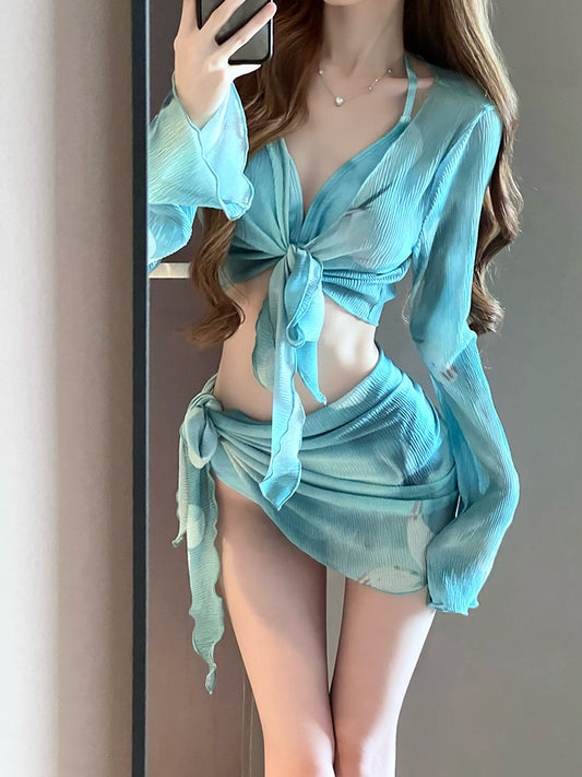 Beaira Korean Ins Pure Desire Sexy Skinny Sunscreen Cover Shirt Hot Girl Bikini Bikini Split Four Piece Swimsuit Female