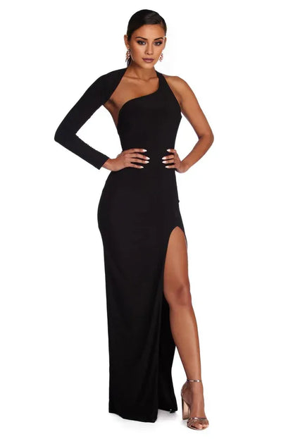 Beaira Elegant Sienna Formal One Shoulder Dress formal wear dresses - BLACK