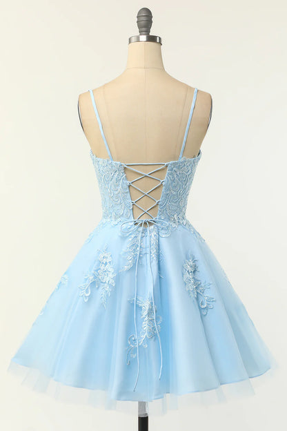 Beaira Blush Strapless Short Prom Dress with Appliques