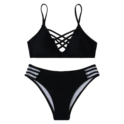 Beaira Split Swimsuit Pure Color Tight Sexy Beach Bikini Solid Color Two Piece Swimsuit For Women Summer Brazilian Bathing Suit