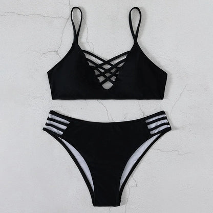 Beaira Split Swimsuit Pure Color Tight Sexy Beach Bikini Solid Color Two Piece Swimsuit For Women Summer Brazilian Bathing Suit