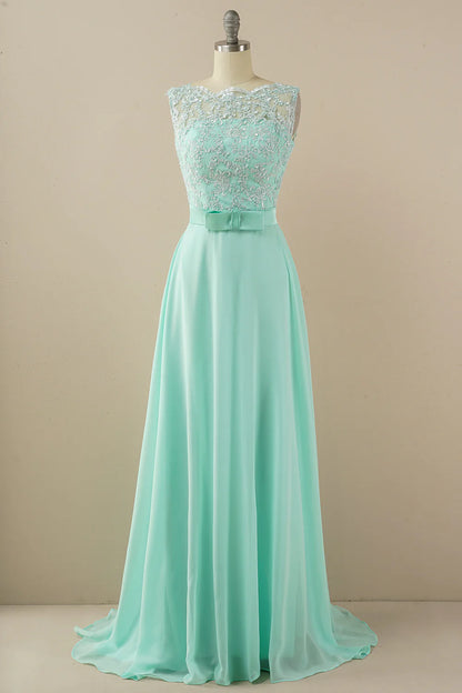Applique Long Prom Dress