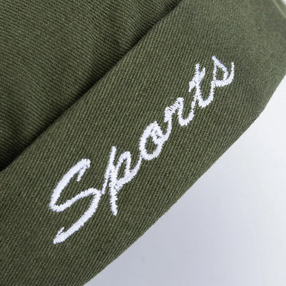 Beaira Vintage Brimless Hip Hop Hat Men Beanie Hat "Sports"Letters Embroidery Summer Hats Skullies Cap Landlord Cap Dome Hat Streetwear