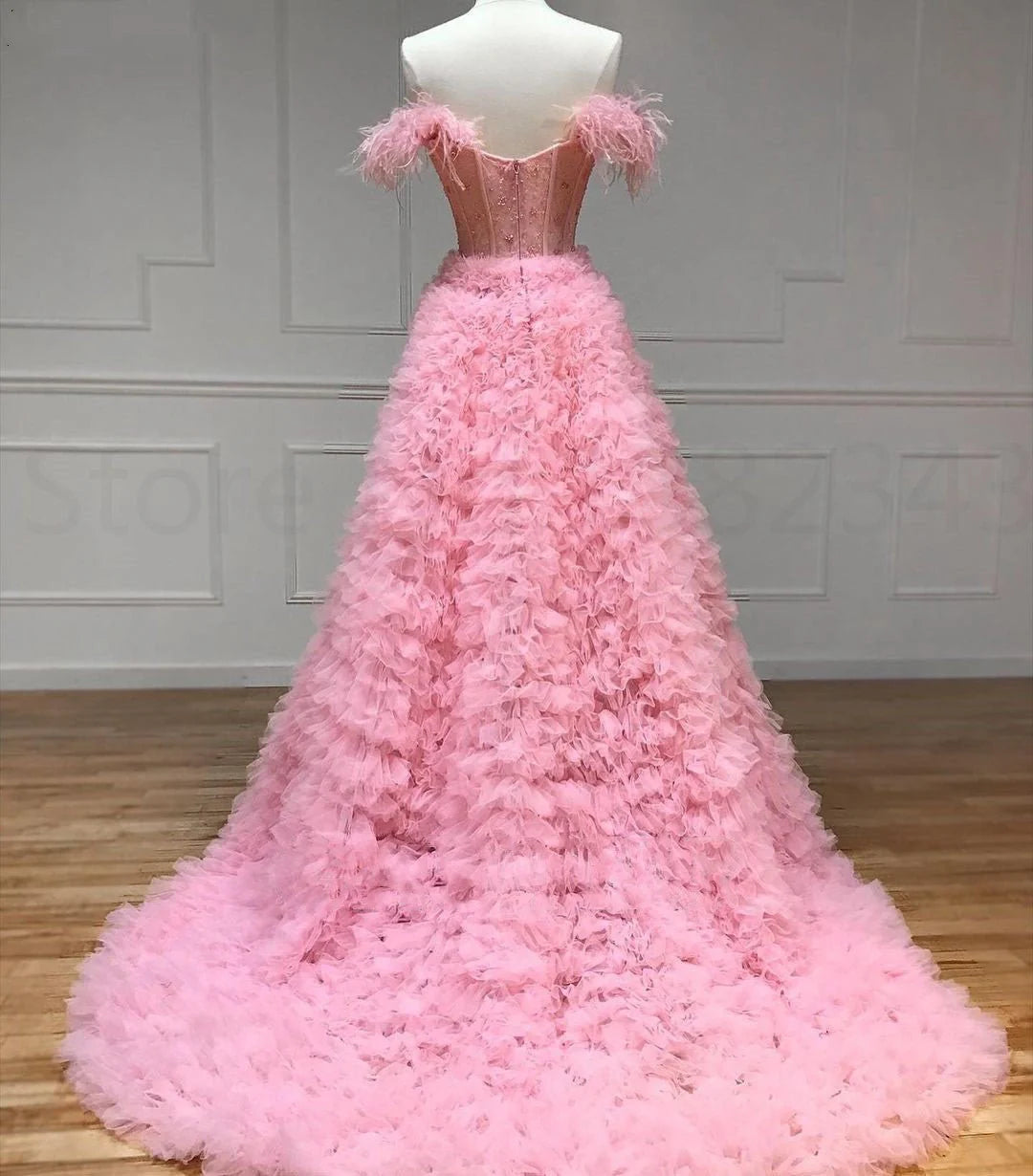 A Line Custom-Made Long Off the Shoulder Sweetheart Prom Dresses with Split