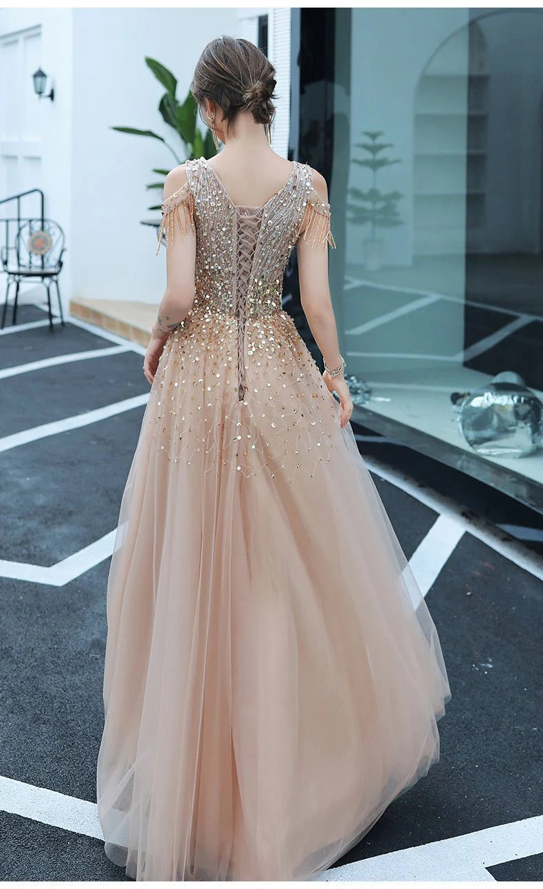 A-line Evening Dress Beading Prom Dress Formal Evening