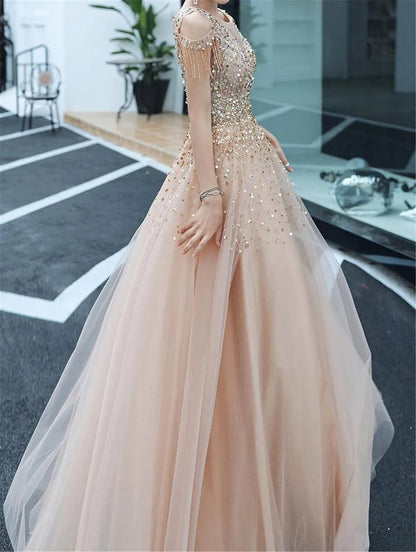 A-line Evening Dress Beading Prom Dress Formal Evening