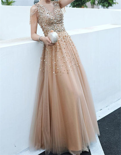 A-line Evening Dress Beading Prom Dress Formal Evening