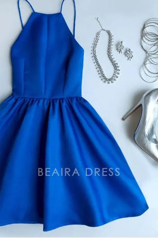 Beaira A Line Royal Blue Backless Short Prom Dresses Homecoming Dresses formal wear dresses