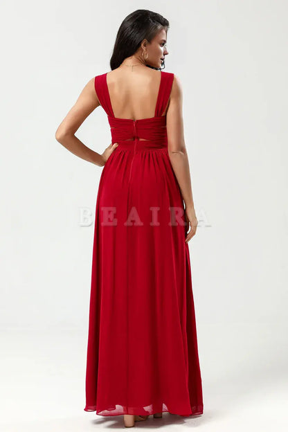 Beaira A Line Sweetheart Ruched Floor-Length Chiffon Bridesmaid Dress Bridesmaid dress shop