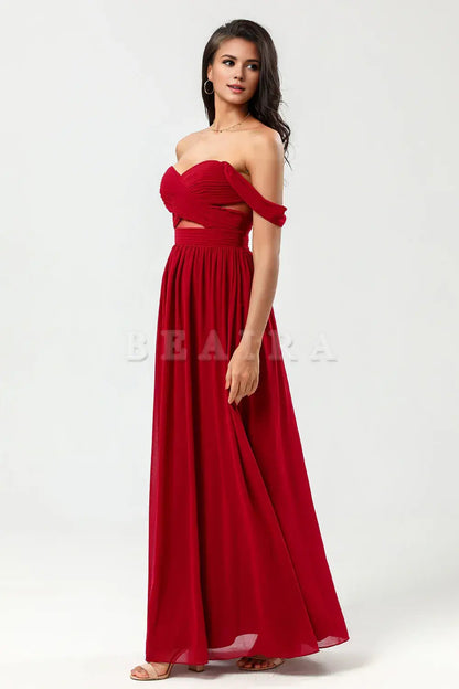 Beaira A Line Sweetheart Ruched Floor-Length Chiffon Bridesmaid Dress Bridesmaid dress shop