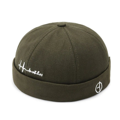 Beaira Adjustable Vintage Women Brimless Beanies Hats Fashion Embroidery Men Docker Cap Skullcap Hat Unisex Street Hip Hop Sailor Caps