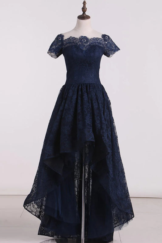 Asymmetrical Party Dresses Long Sleeves Lace&Tulle