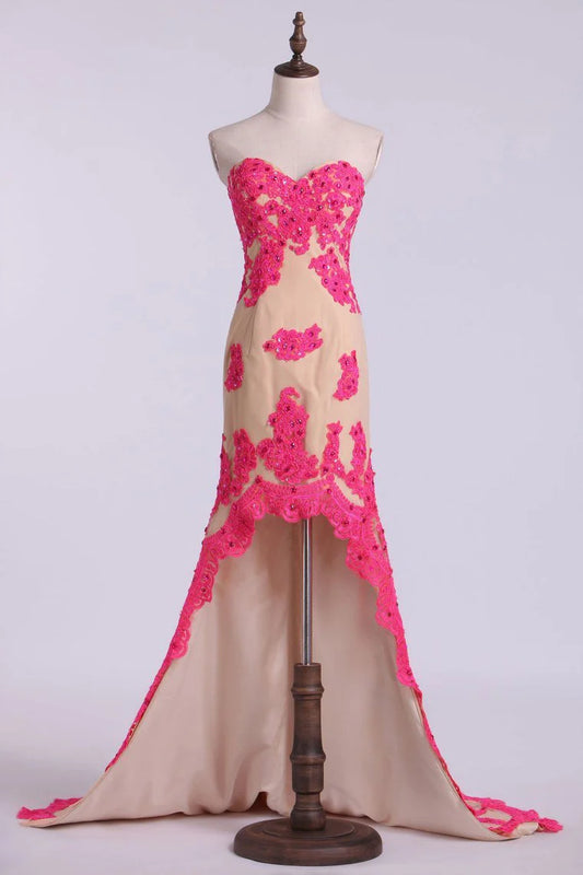 Asymmetrical Party Dresses Sheath Sweetheart With Applique