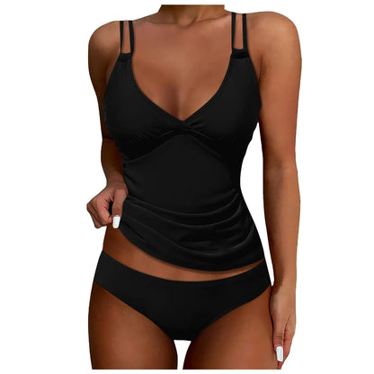 Beaira Bathing Suits For Girls Women'S Solid Color Split Swimsuit Deep V Sexy With Chest Pad European And Backless Ropa De Mujer