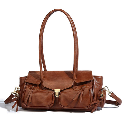 Beaira Autumn and winter vintage large capacity motorcycle handbag sweet and cool spicy girl versatile armpit bag commuting fashionable shoulder bag
