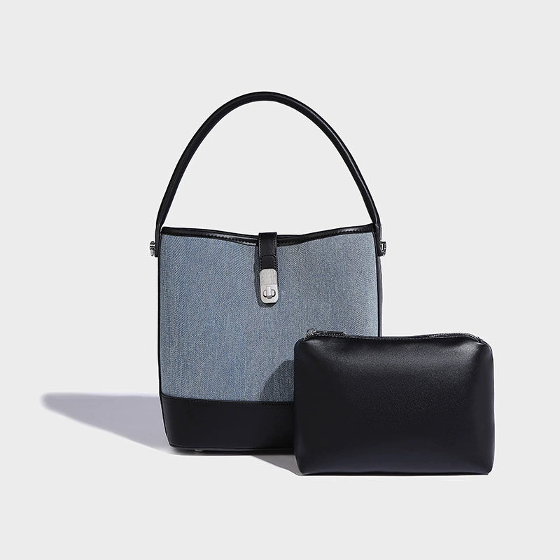 Beaira Bag women's summer new retro bucket bag high-end fashion contrasting color hand-held commuting shoulder crossbody bag