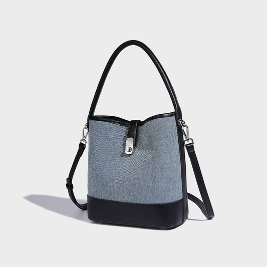 Beaira Bag women's summer new retro bucket bag high-end fashion contrasting color hand-held commuting shoulder crossbody bag