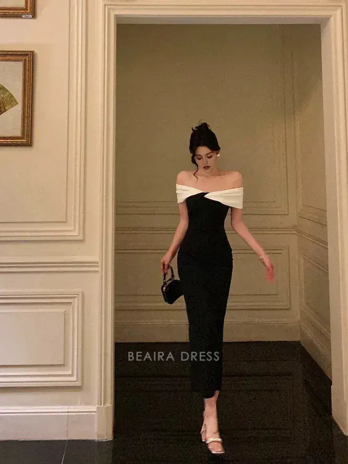 Beaira Elegant Gorgeous Mermaid Off The Shoulder Black Date Night Dress Prom Dresses Birthday Outfits formal wear dresses