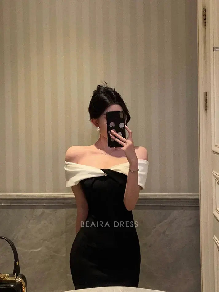 Beaira Elegant Gorgeous Mermaid Off The Shoulder Black Date Night Dress Prom Dresses Birthday Outfits formal wear dresses
