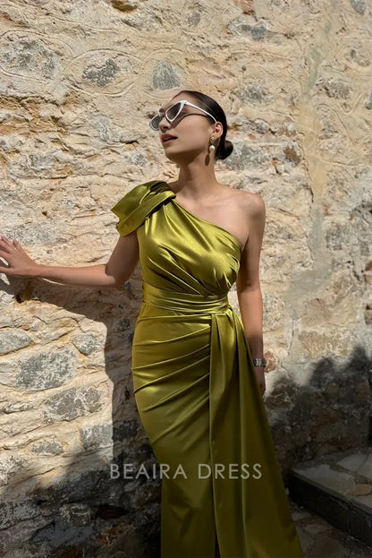 Beaira Elegant One Shoulder Sheath Long Prom Dresses Floor Length Formal Gown formal wear dresses