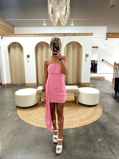 Beaira Elegant Pink Homecoming Dresses Strapless Mini Party Dress formal wear dresses