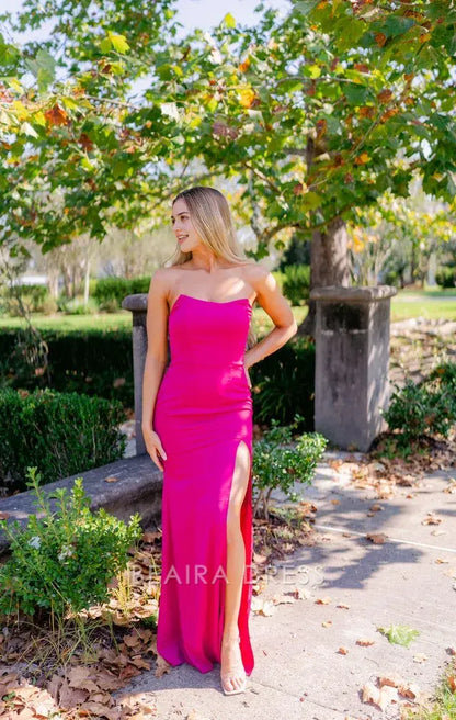 Beaira Elegant Sexy Fuchsia Mermaid Prom Dresses Split Evening Gown formal wear dresses