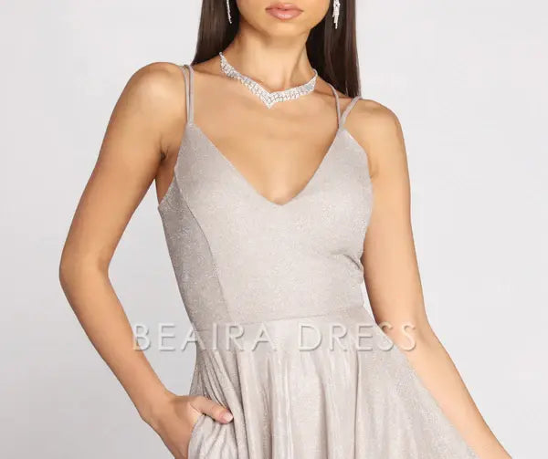 Beaira Elegant Shira Shine Lace Back Gown formal wear dresses