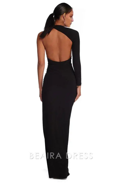 Beaira Elegant Sienna Formal One Shoulder Dress formal wear dresses - BLACK
